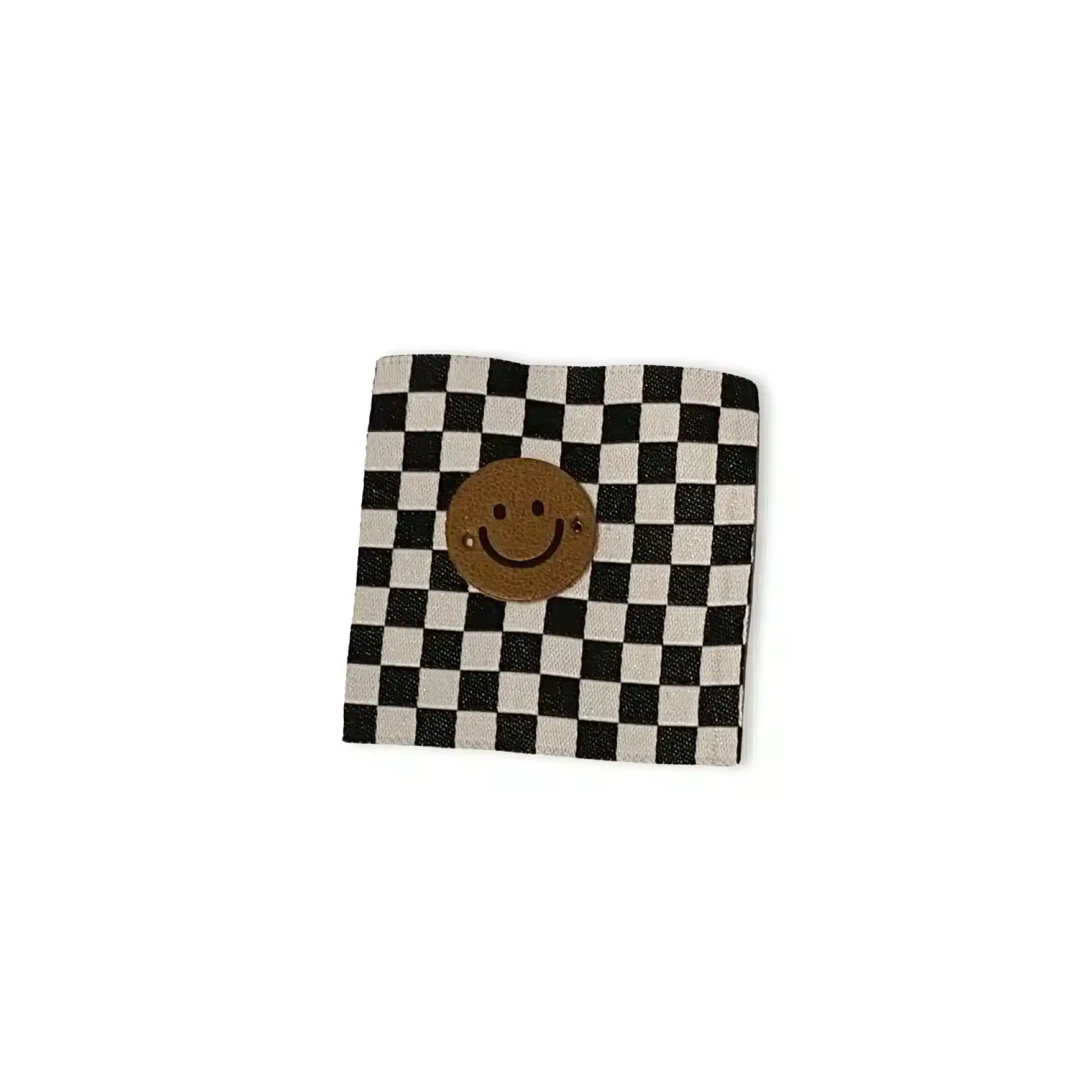 1Set Iron-on Lederlabel Mini "Smiley" und Weblabel "Karo schwarz"