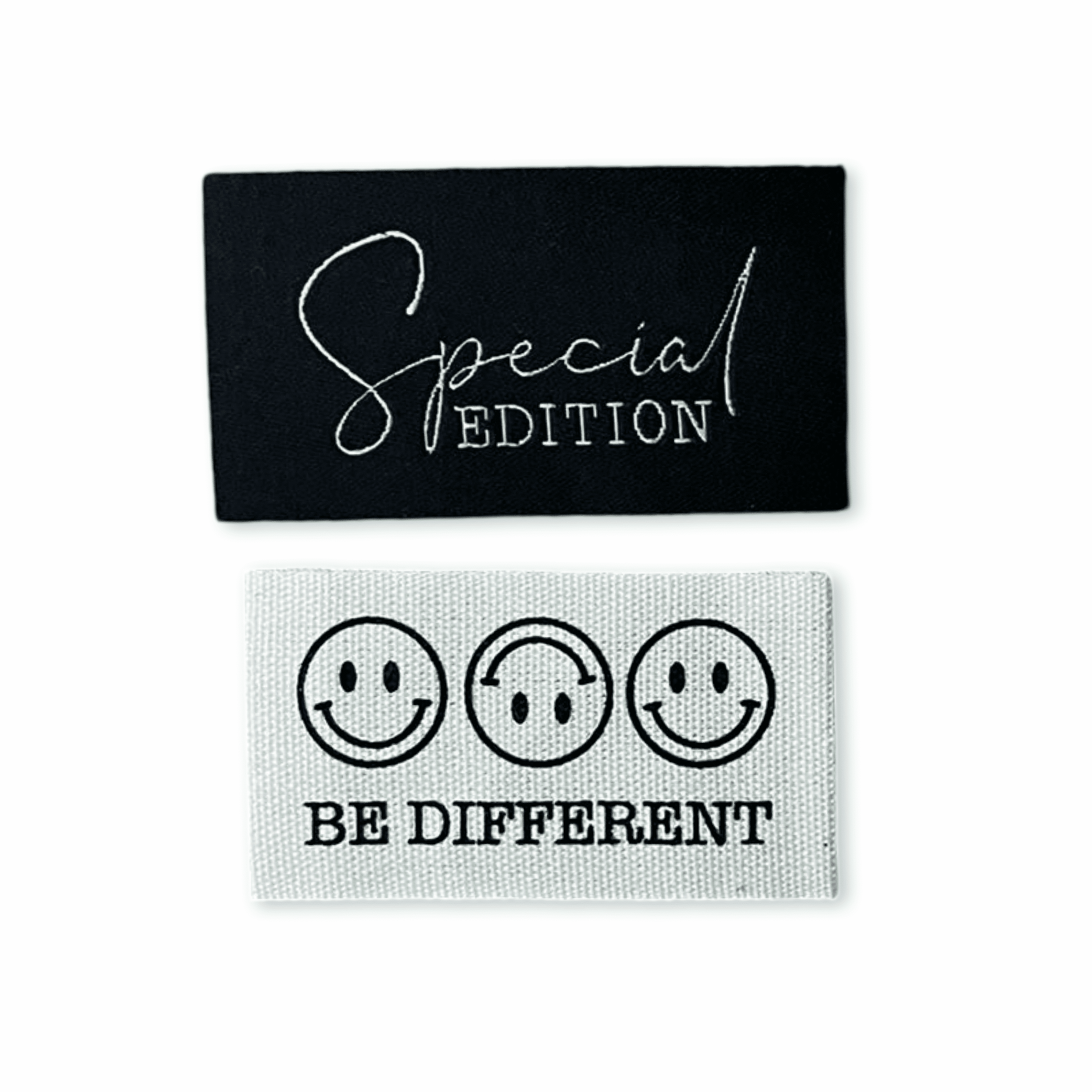 1Set Iron-on Weblabel "Special Edition" und Baumwolllabel "be different"
