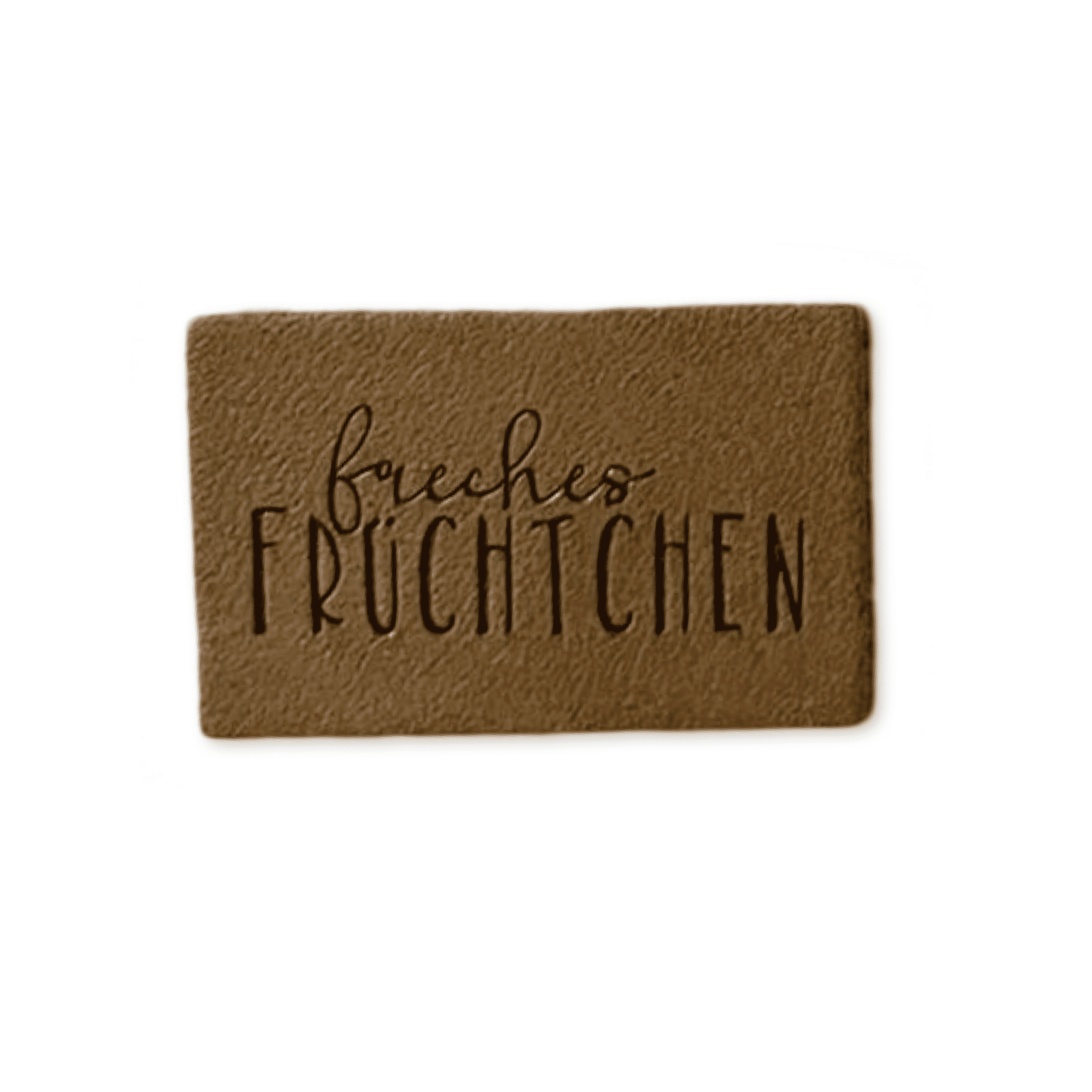 2 Aufnäher Iron-on Kunstlederlabel "freches Früchtchen"