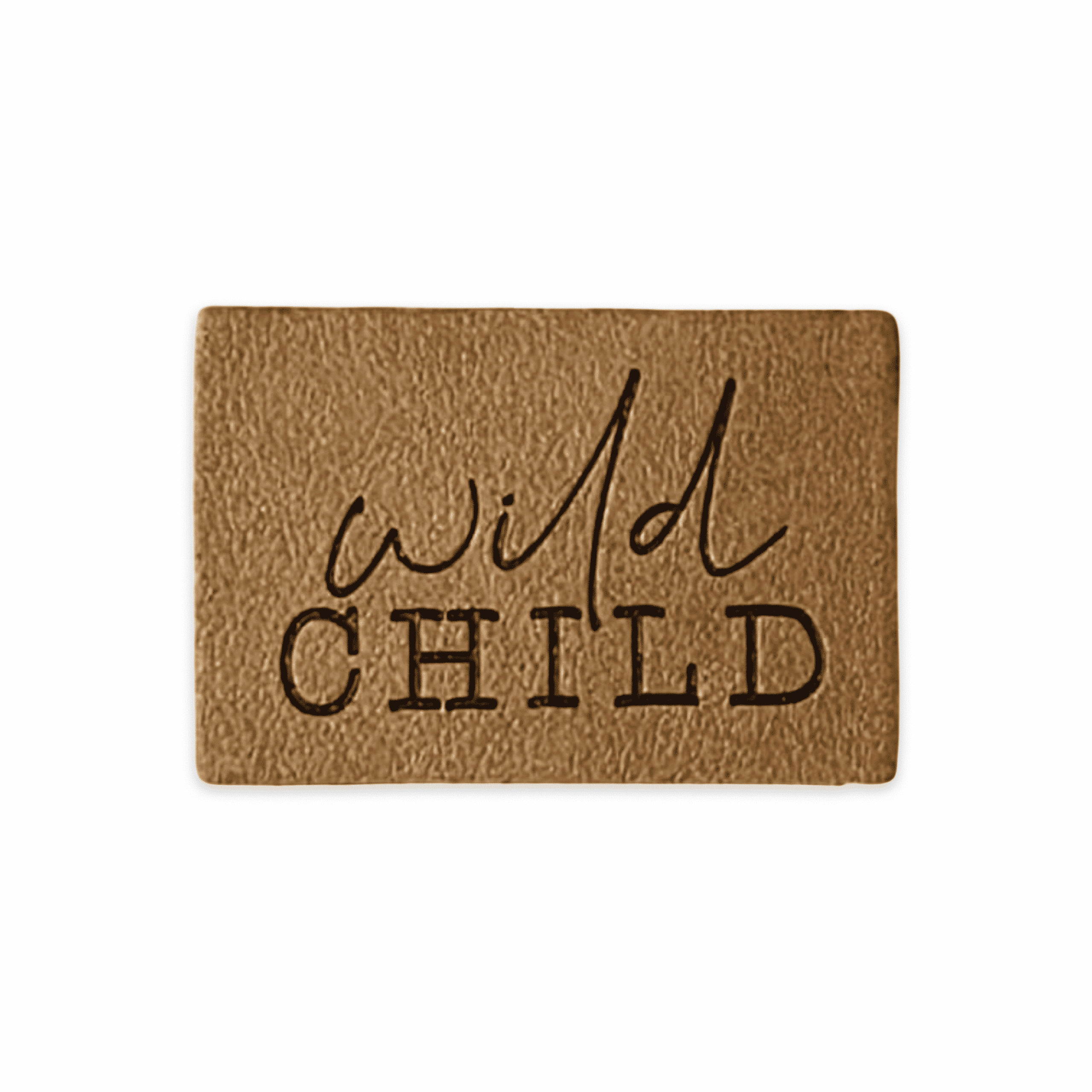 2 Aufnäher Iron-on Kunstlederlabel "wild child"