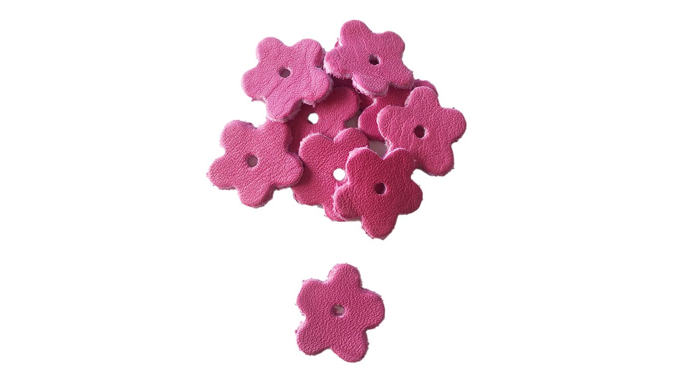 Lederblumen Patches pink