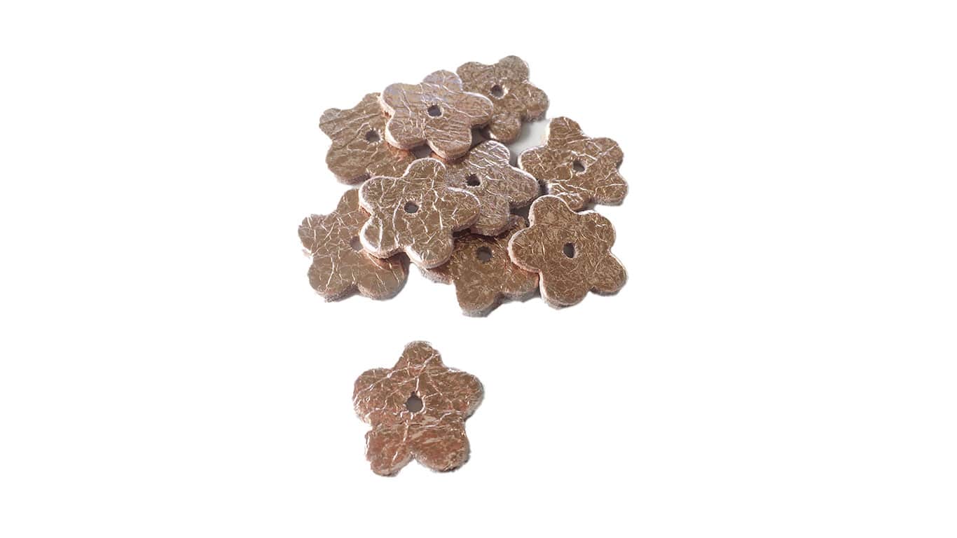 Lederblumen Patches in der Farbe rosegold
