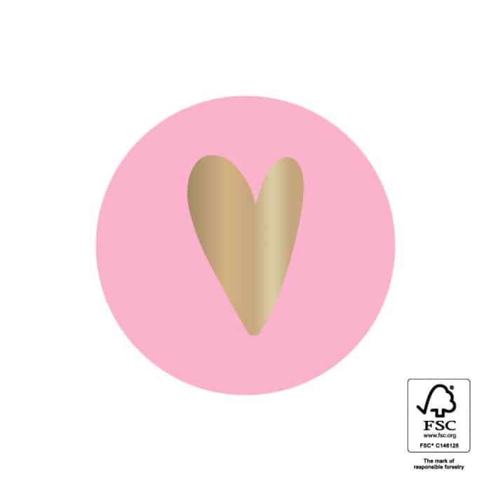 Sticker gold-Effekt Herz pink 35mm