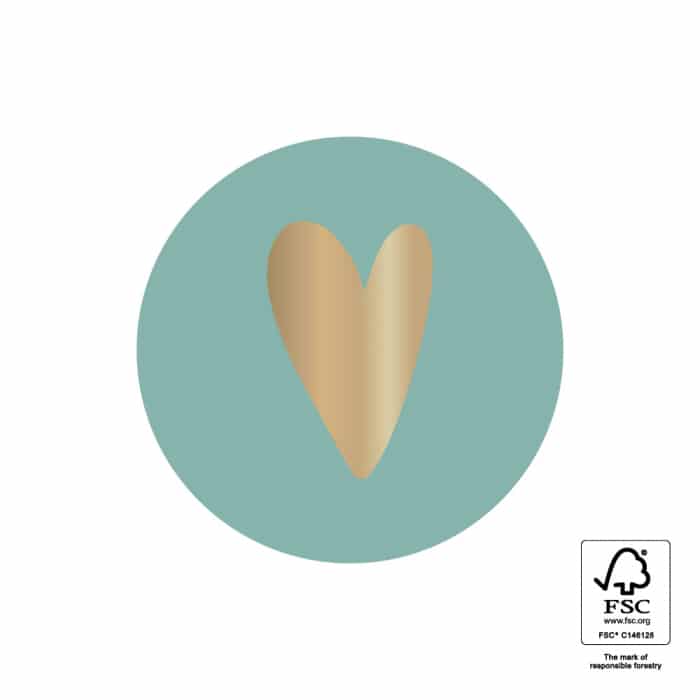 Sticker gold-Effekt Herz misty green 35mm