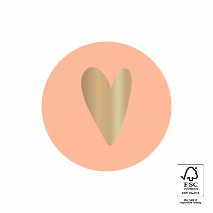 Sticker gold-Effekt Herz peach 35mm