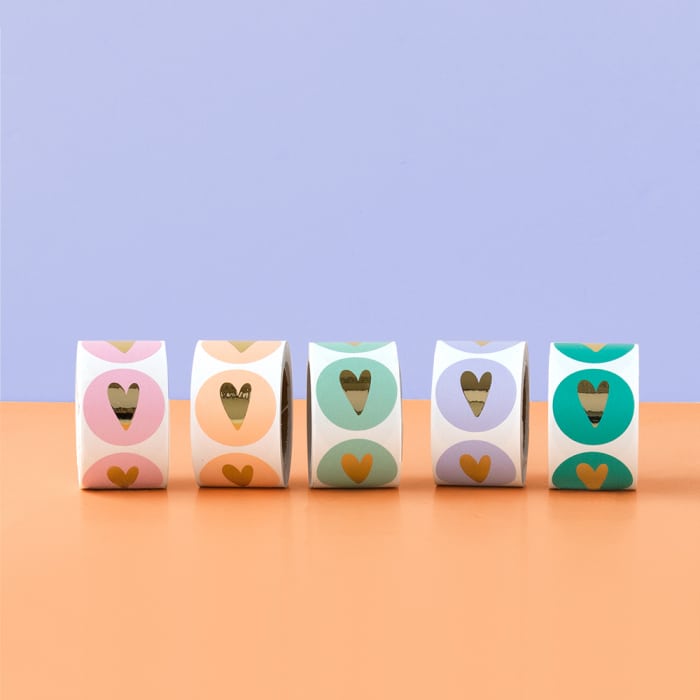 Sticker gold-Effekt Herz peach 35mm – Bild 3
