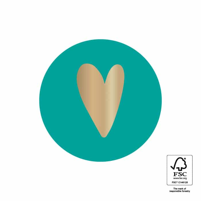 Sticker gold-Effekt Herz petrol 35mm