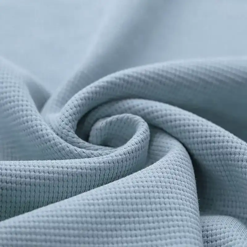 Waffelstrick-Jersey-Stoff Hell Jeans ideal zum Nähen für Baby- und Kinderkleidung.