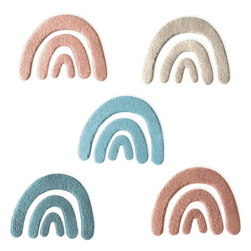 Chenille Patch, Loop-Patch, Regenbogen rosa, blau , beige