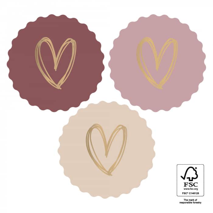 Sticker gold-Effekt Doodle Herz mauve-rosa-beige 55mm