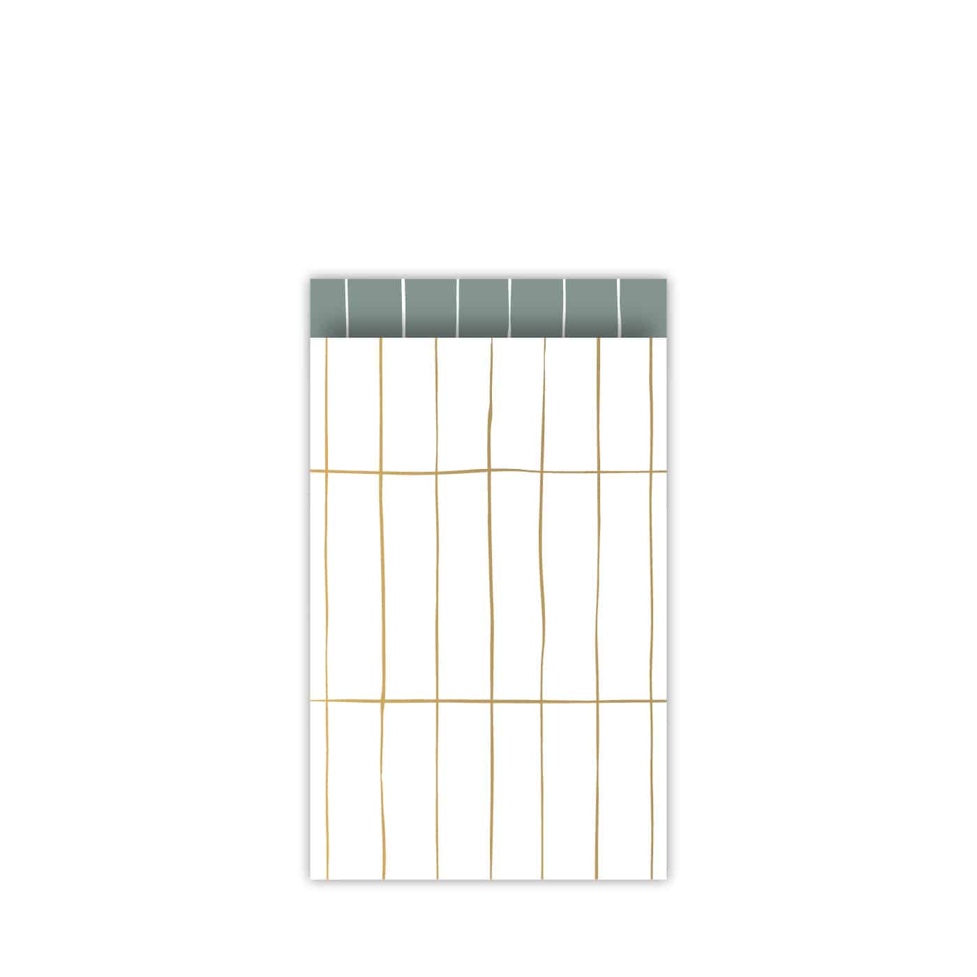 Papiertüte Weiss Streifen/grün 12x19mm