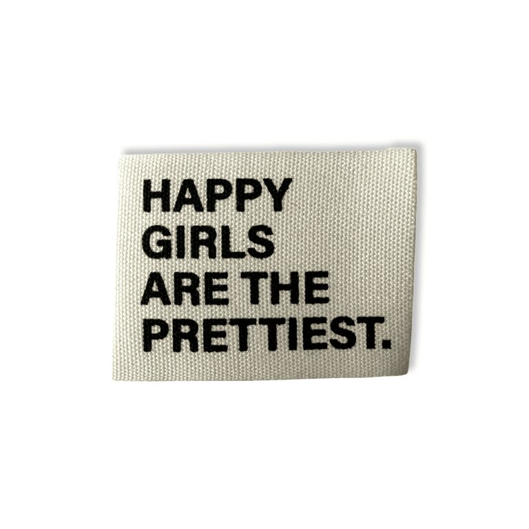 2 Baumwoll-Labels "HAPPY GIRLS ARE THE PRETTIEST"