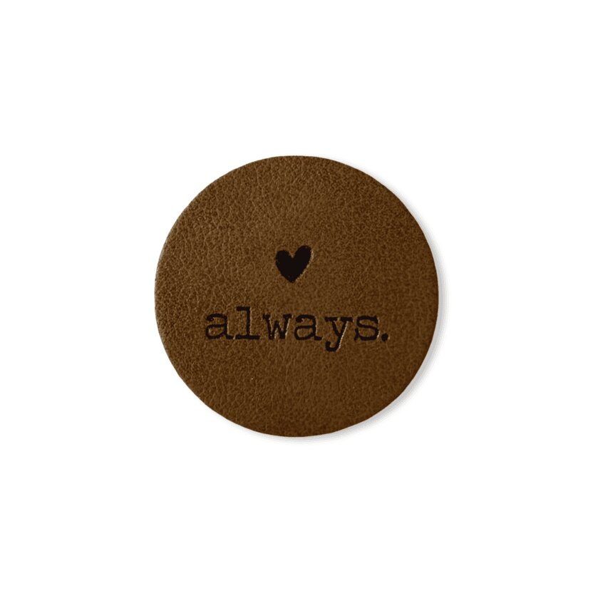 2 Aufnäher Iron-on Kunstlederlabel "love always"