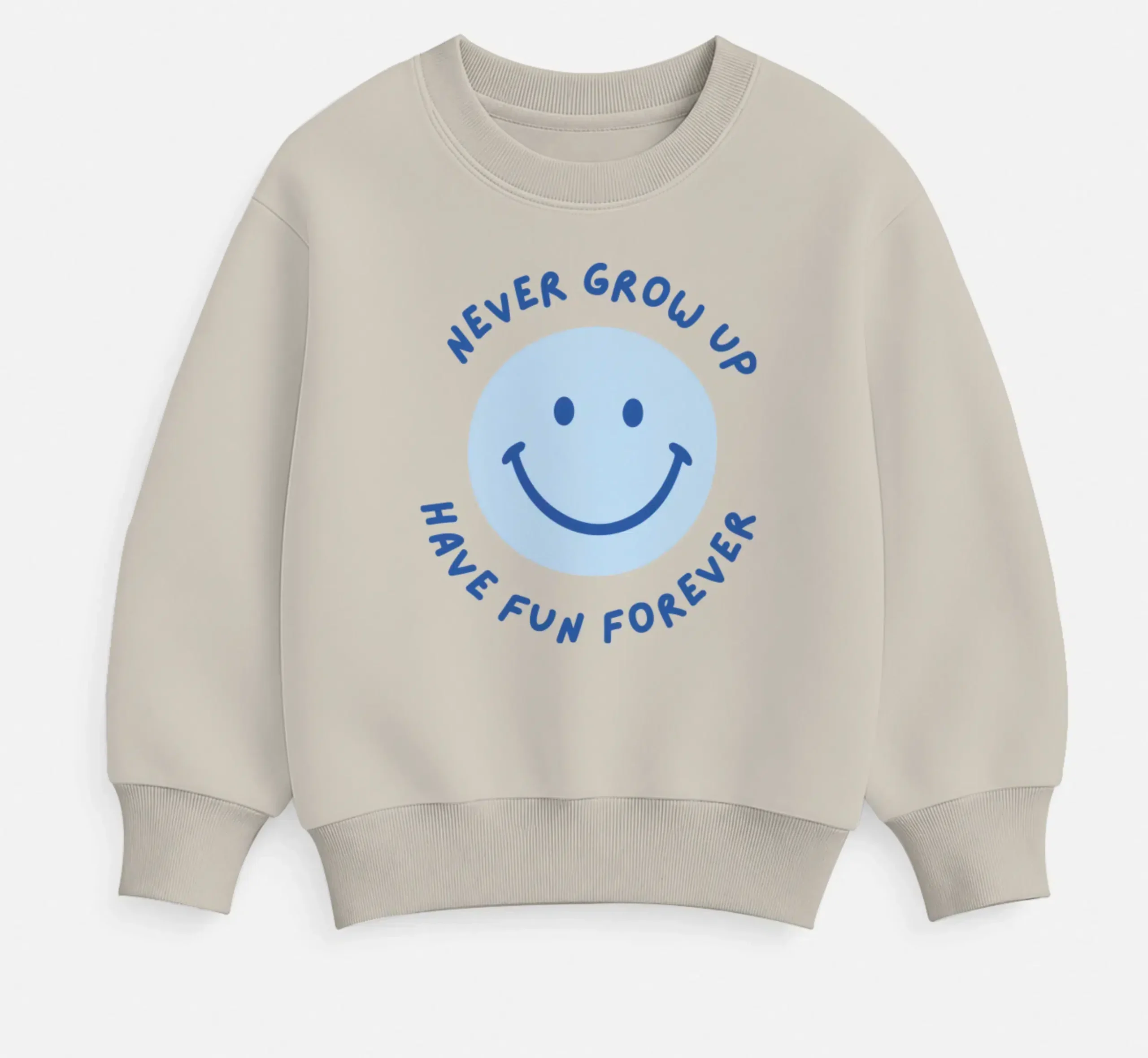 Bügelbild Never Grow Up – Have Fun Forever Smiley für T-Shirt, Hoodie
